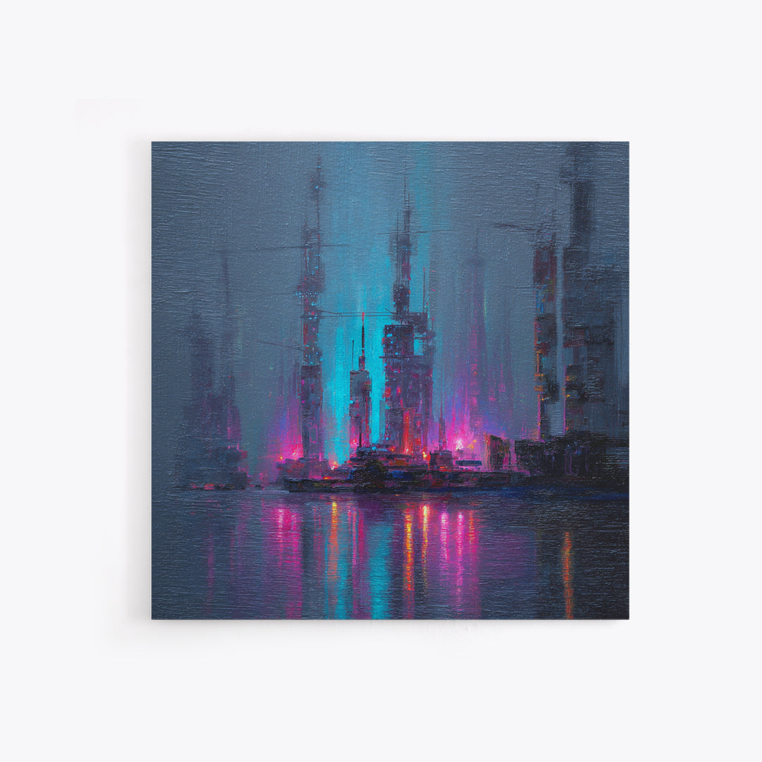 Bioluminescent Garden in a Future Habitat Framed Canvas Print, Futuristic Art, Modern Wall Decor, Living Room Decor, Future, FUT-1x1-100