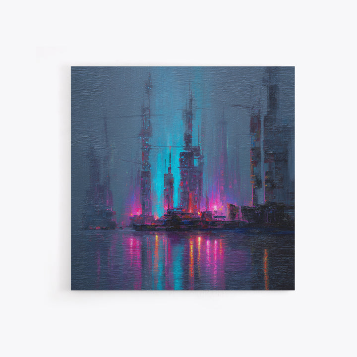 Bioluminescent Garden in a Future Habitat Framed Canvas Print, Futuristic Art, Modern Wall Decor, Living Room Decor, Future, FUT-1x1-100