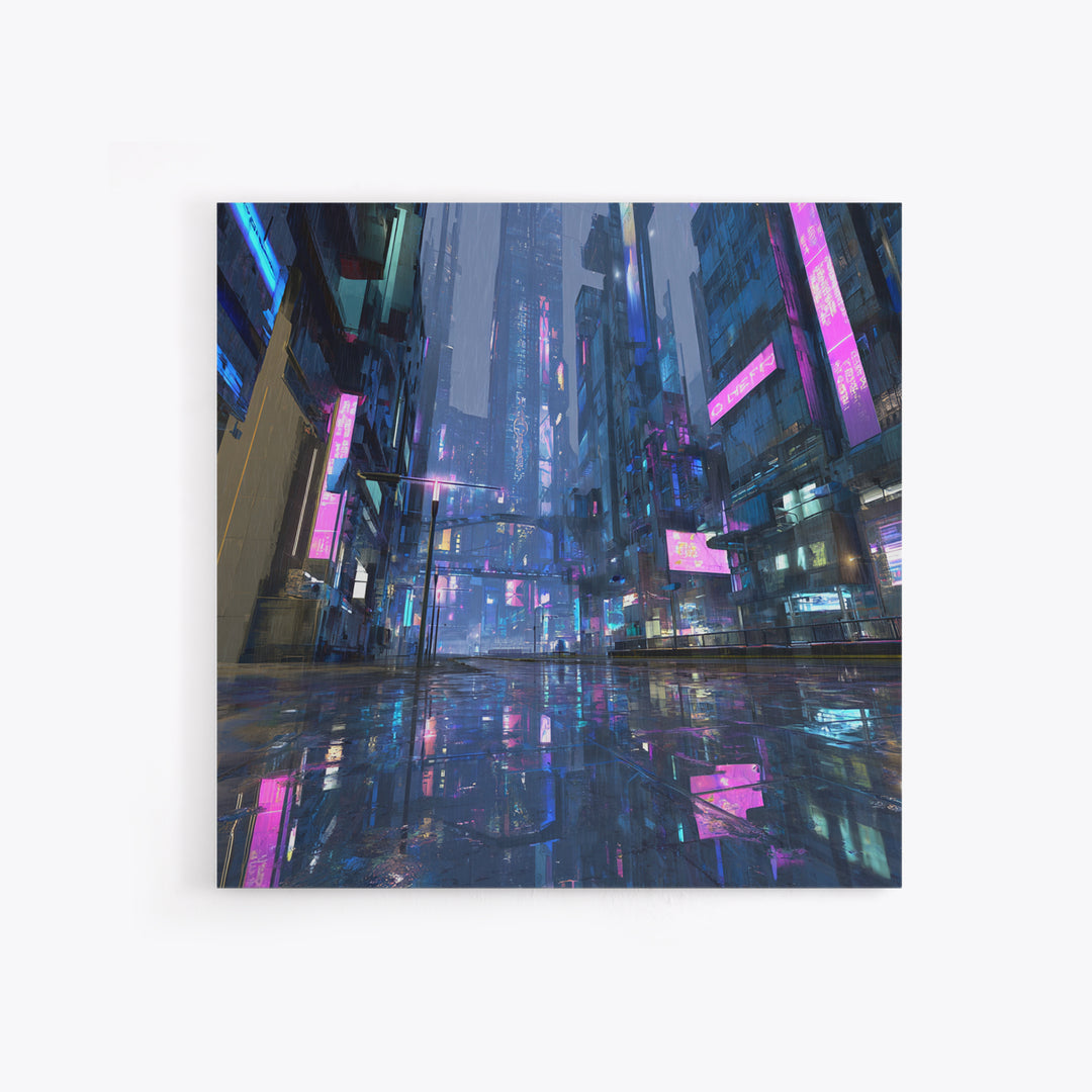 White and Blue Utopian Megastructure Framed Canvas Print, Futuristic Art, Room Decor, Living Room Decor, Fine Art, Future, FUT-1x1-12