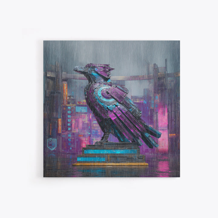 Futurist Bird Made of Panels and Light Framed Canvas Print, Futuristic Art, Statement Artwork, Living Room Decor, Future, FUT-1x1-46