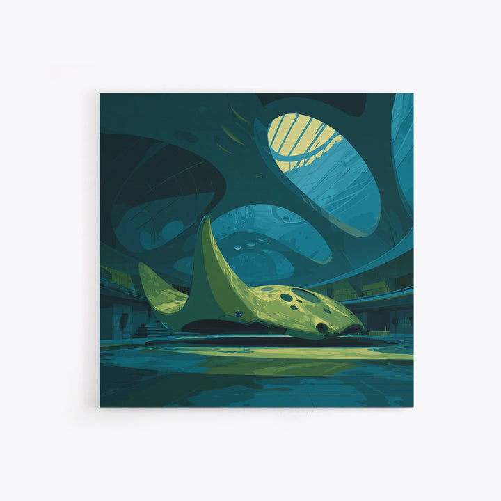 Future Ocean Lab Framed Canvas Print, Futuristic Art, Boho Decor, Living Room Decor, Oil Painting, Future, Mid Century Modern, FUT-1x1-63