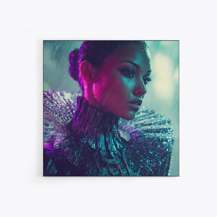 Futuristic Fashion Portrait Canvas Print, Futuristic Art, Digital Art, Living Room Decor, Future, Extra Large Wall Art, FUT-1x1-9