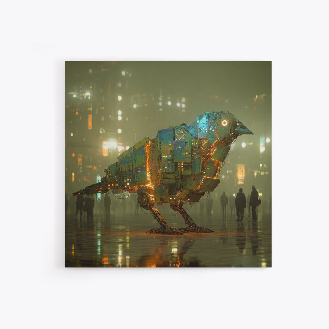 Futurist Bird Made of Panels and Light Canvas Print, Futuristic Art, Minimalist Decor, Living Room Decor, Fine Art, Future, FUT-1x1-94