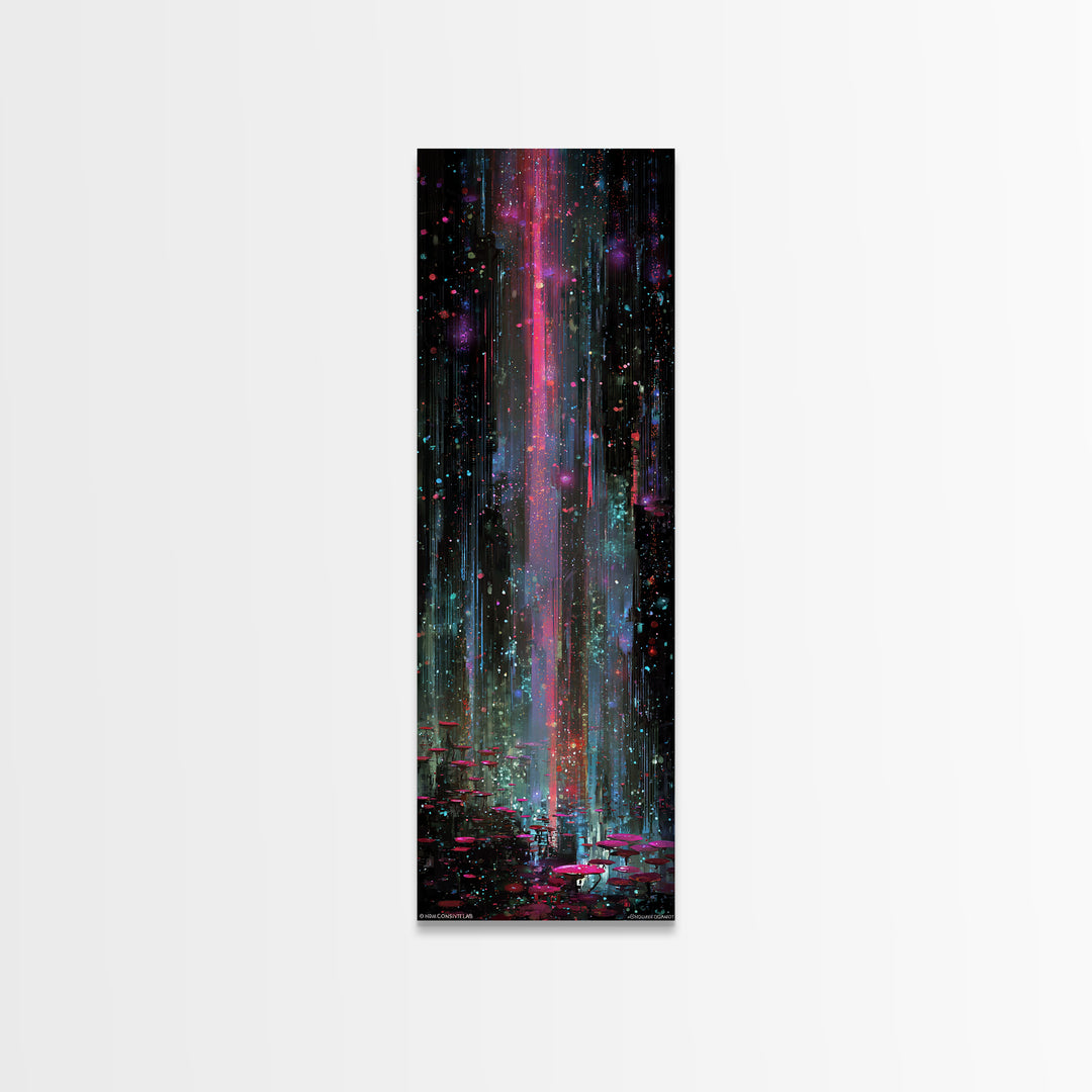 Bioluminescent Garden in a Future Habitat Canvas Print, Futuristic Art, Landscape Art, Living Room Decor, Fine Art, Future, FUT-1x3-16