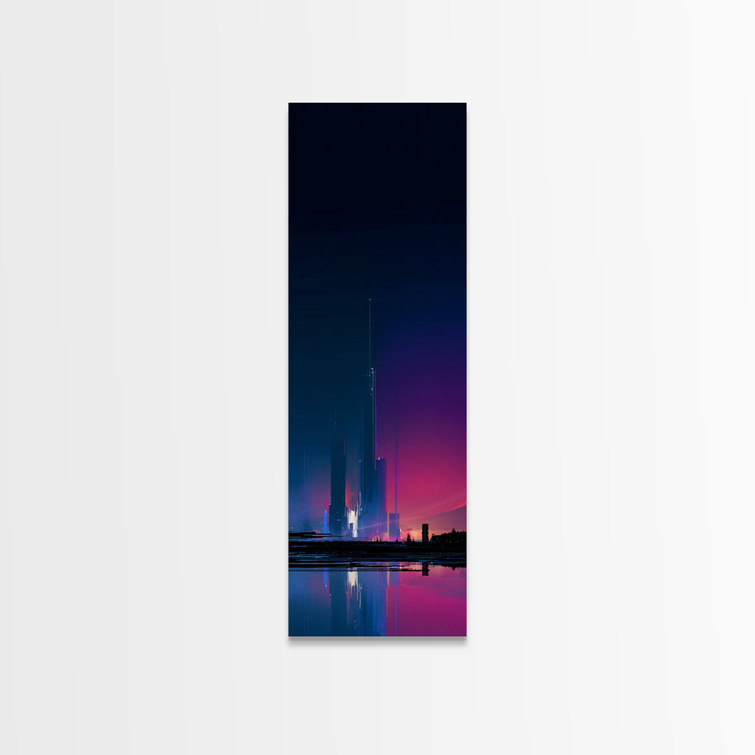 Minimal Spacecraft over a Clean Planet Horizon Canvas Print, Futuristic Art, Fine Art Print, Living Room Decor, Future, FUT-1x3-19