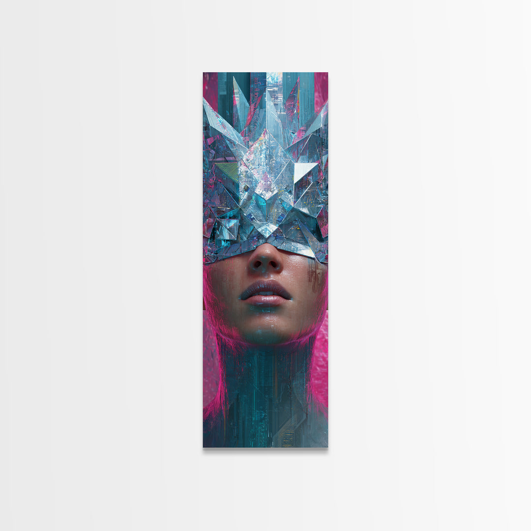 Ai Generated Mask Framed Canvas Print, Futuristic Art, Victorian Decor, Living Room Decor, Oil Painting, Future, FUT-1x3-52
