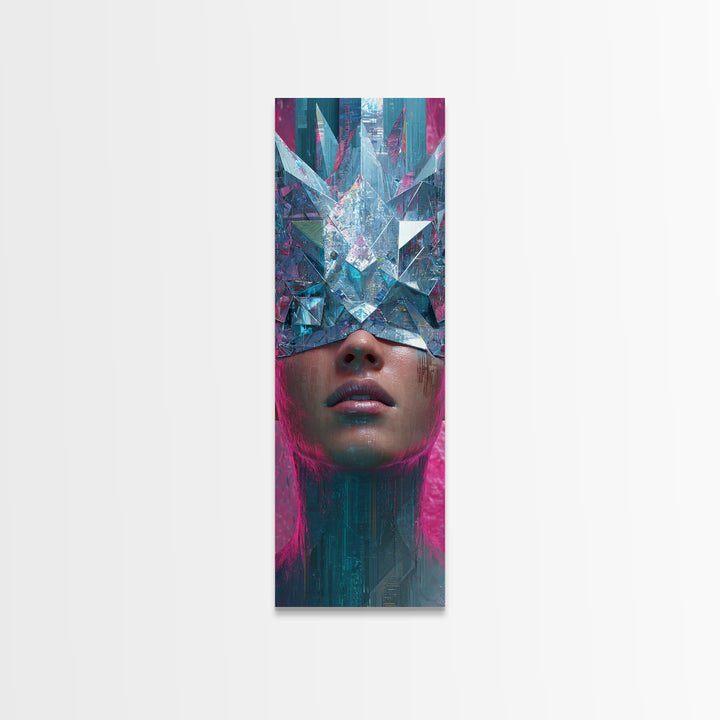 Ai Generated Mask Framed Canvas Print, Futuristic Art, Victorian Decor, Living Room Decor, Oil Painting, Future, FUT-1x3-52