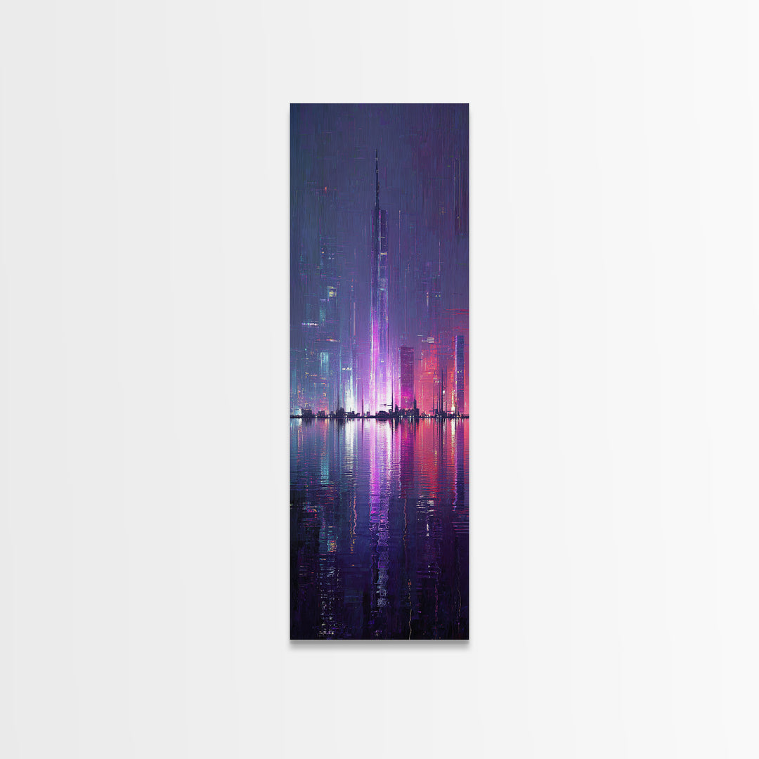 Floating Glass Architecture Above Reflective Water Canvas Print, Futuristic Art, Canvas Wall Art, Living Room Decor, Future, FUT-1x3-63