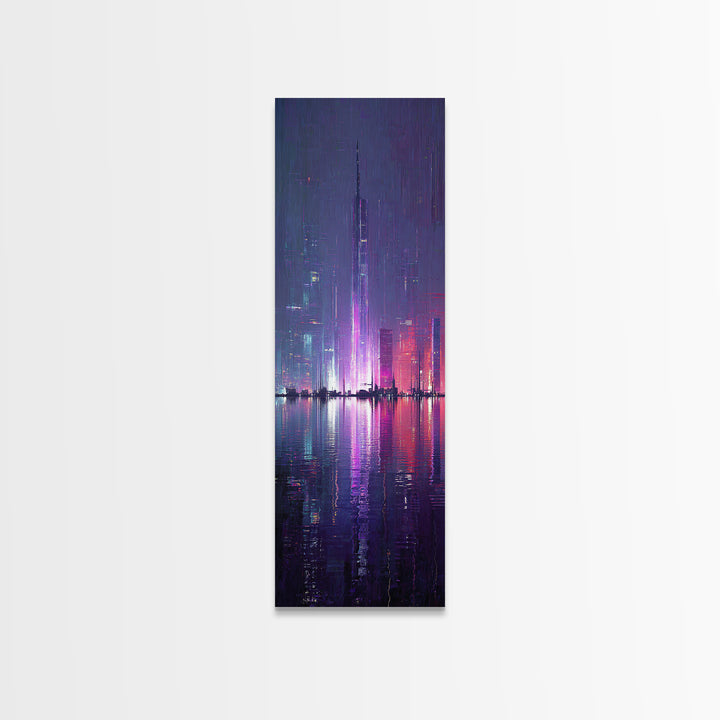 Floating Glass Architecture Above Reflective Water Canvas Print, Futuristic Art, Canvas Wall Art, Living Room Decor, Future, FUT-1x3-63