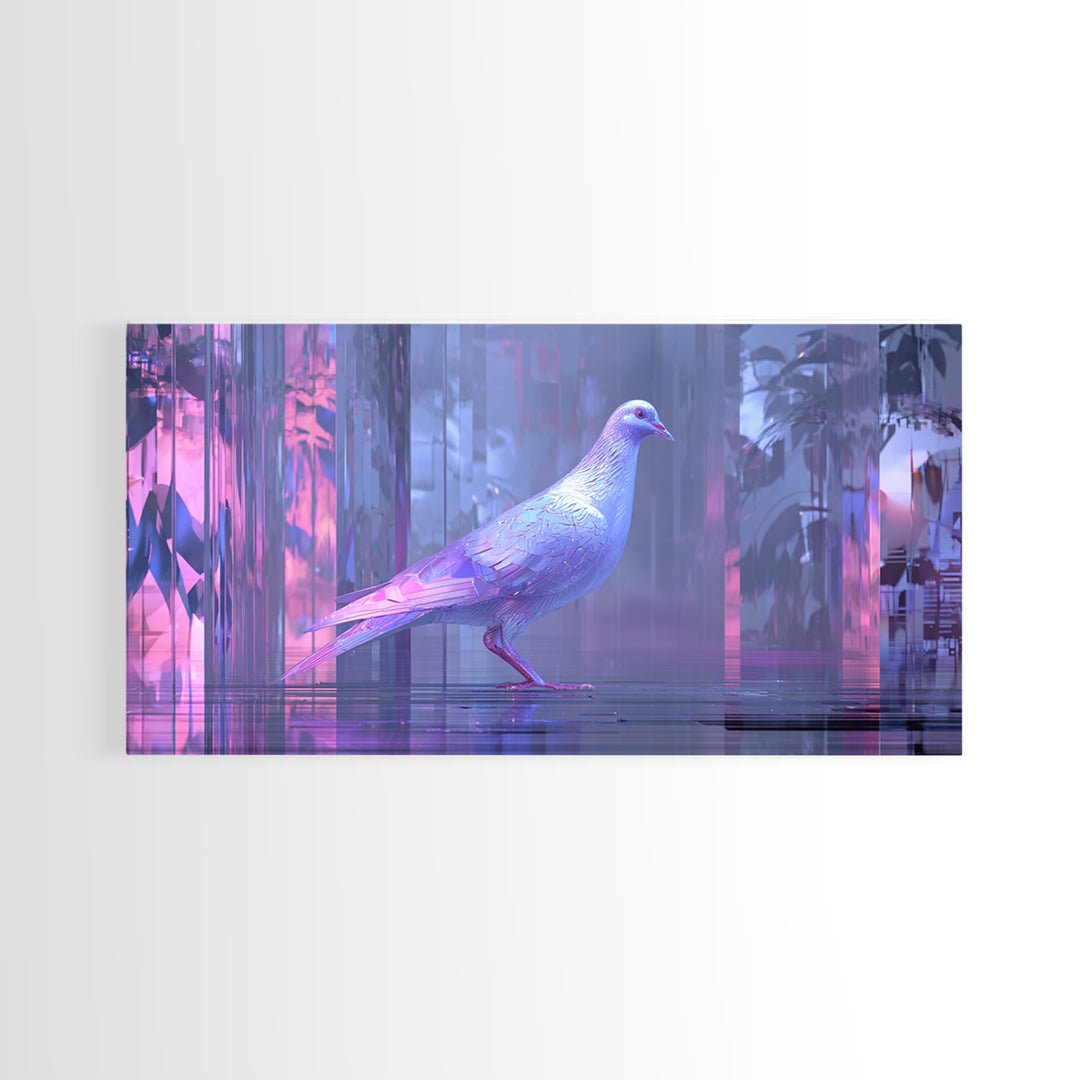 Futurist Bird Made of Panels and Light Framed Canvas Print, Futuristic Art, Digital Art, Living Room Decor, Fine Art, Future, FUT-2x1-42