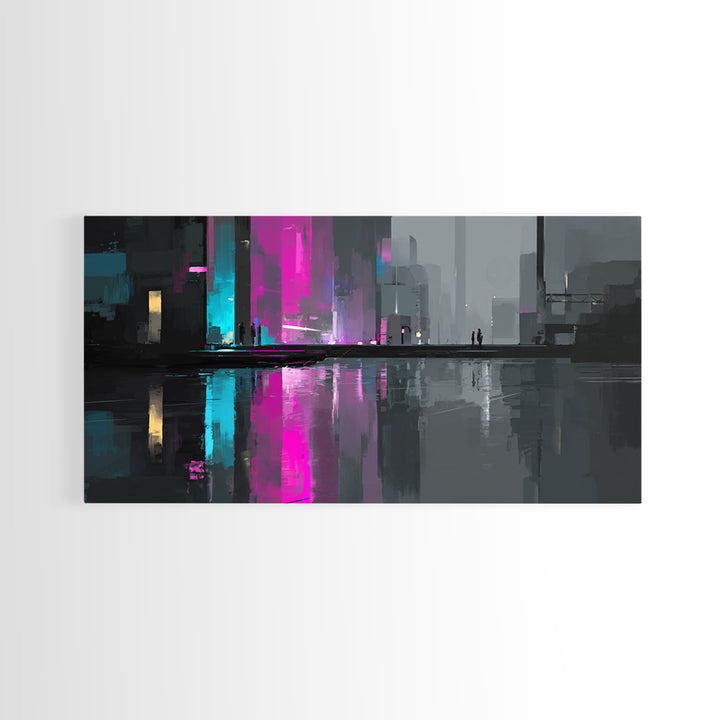 Smooth Titanium Shapes Framed Canvas Print, Futuristic Art, Unique Wall Art, Living Room Decor, Fine Art, Future, FUT-2x1-43