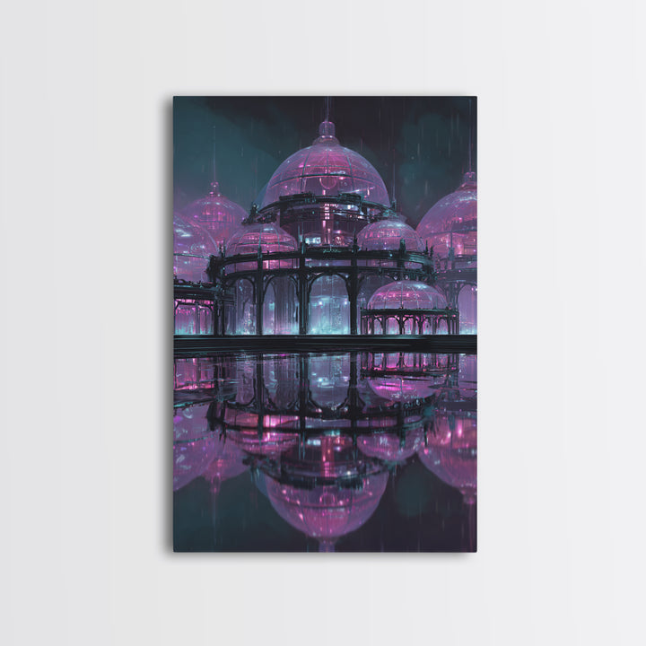 Futuristic Botanical Greenhouse Canvas Print, Futuristic Art, Modern Wall Art, Living Room Decor, Oil Painting, Future, FUT-2x3-50