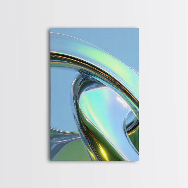 Chrome Abstract Sculpture Framed Canvas Print, Futuristic Art, Modern Wall Decor, Living Room Decor, Fine Art, Future, FUT-2x3-51
