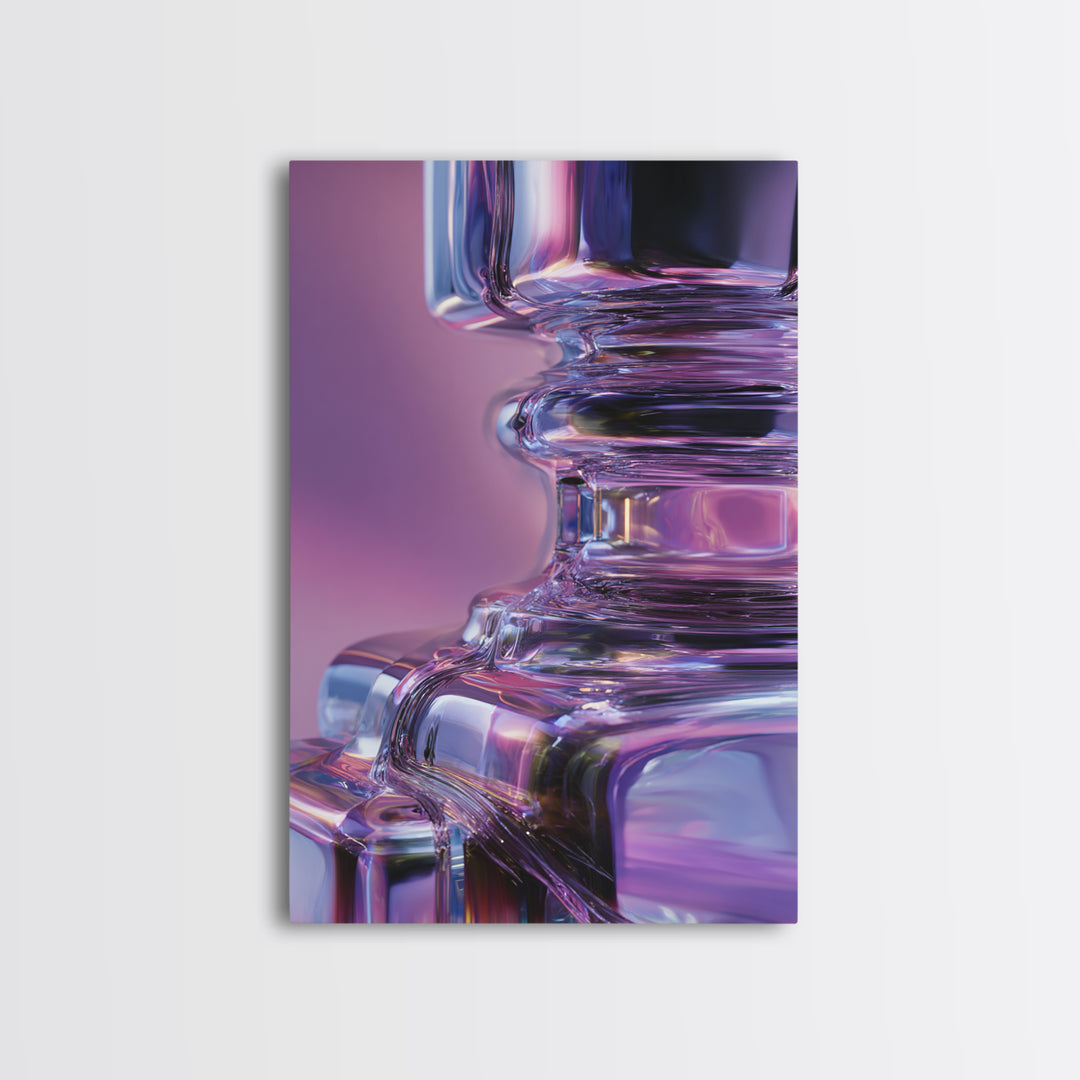 Smooth Titanium Shapes Framed Canvas Print, Futuristic Art, Gallery Decor, Living Room Decor, Fine Art, Future, Wall Decor, FUT-2x3-55