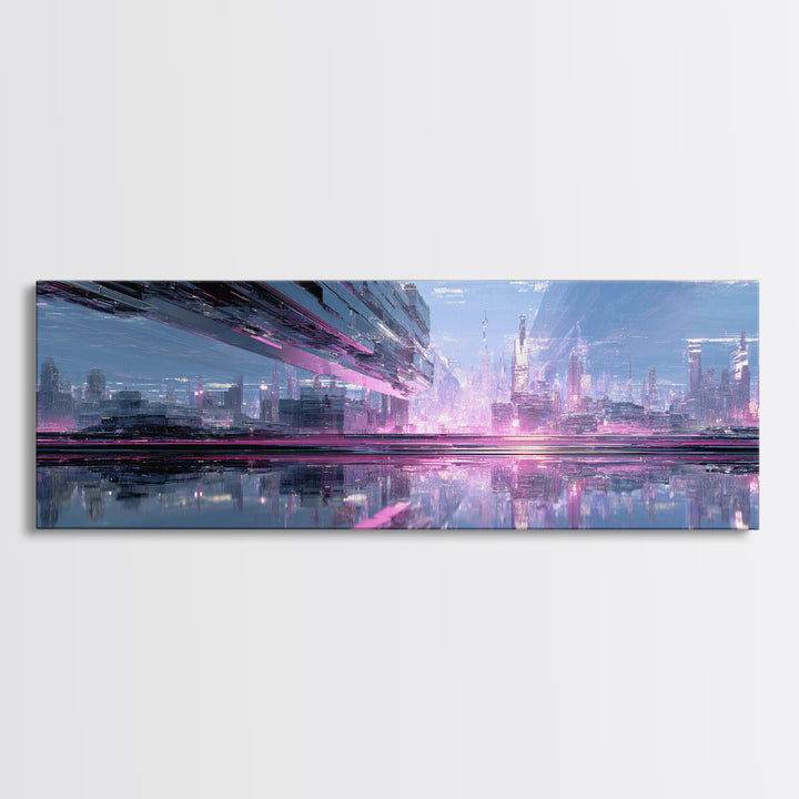 Smooth Titanium Shapes Canvas Print, Futuristic Art, Home Decor, Living Room Decor, Fine Art, Future, Unique Wall Art, FUT-3x1-39