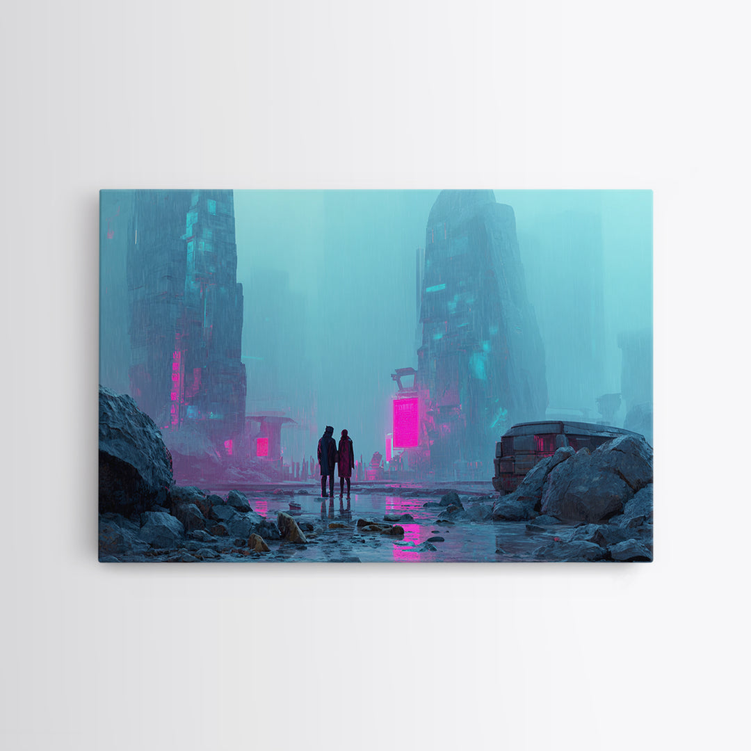Smooth Titanium Shapes Canvas Print, Futuristic Art, Mid Century Modern, Living Room Decor, Abstract Art, Future, FUT-3x2-3