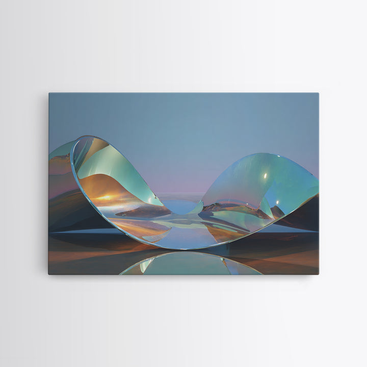 Chrome Abstract Sculpture Framed Canvas Print, Futuristic Art, Statement Artwork, Living Room Decor, Abstract Art, Future, FUT-3x2-95