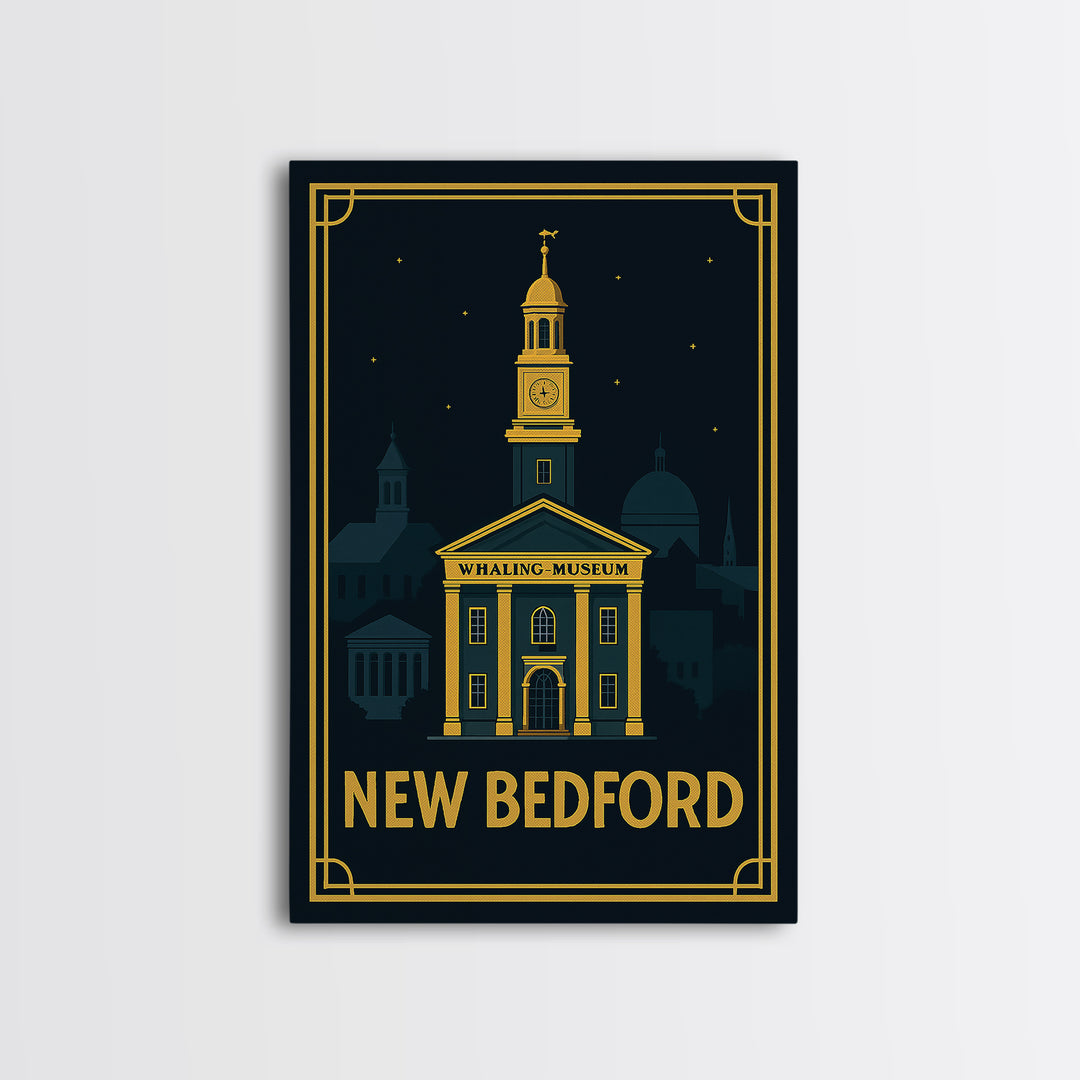 New Bedford Travel Poster, Framed Canvas Print, Luxury Art Deco Poster, New Bedford Poster Print, Travel Poster Art, City Travel Prints
