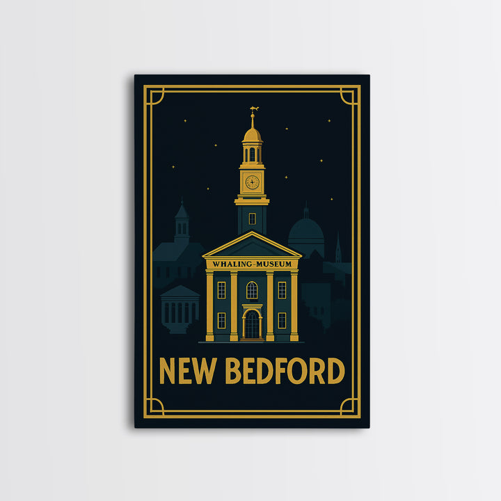 New Bedford Travel Poster, Framed Canvas Print, Luxury Art Deco Poster, New Bedford Poster Print, Travel Poster Art, City Travel Prints