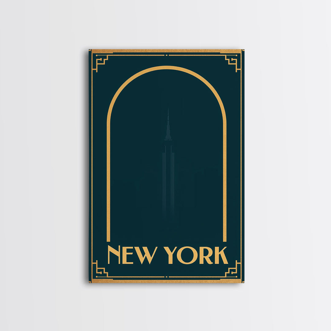 New York Travel Poster, Canvas Print, Luxury Art Deco Poster, New York Poster Print, Vintage City Poster, City Illustration, Art Print