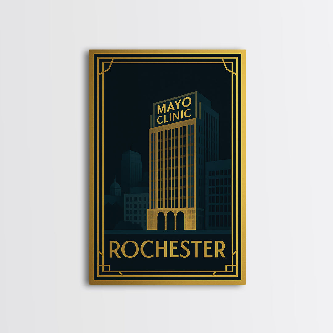 Rochester Travel Poster, Canvas Print, Vintage Deco Travel Art, Rochester Poster Print, Vintage Travel Print, Travel Wall Art, Wall Art