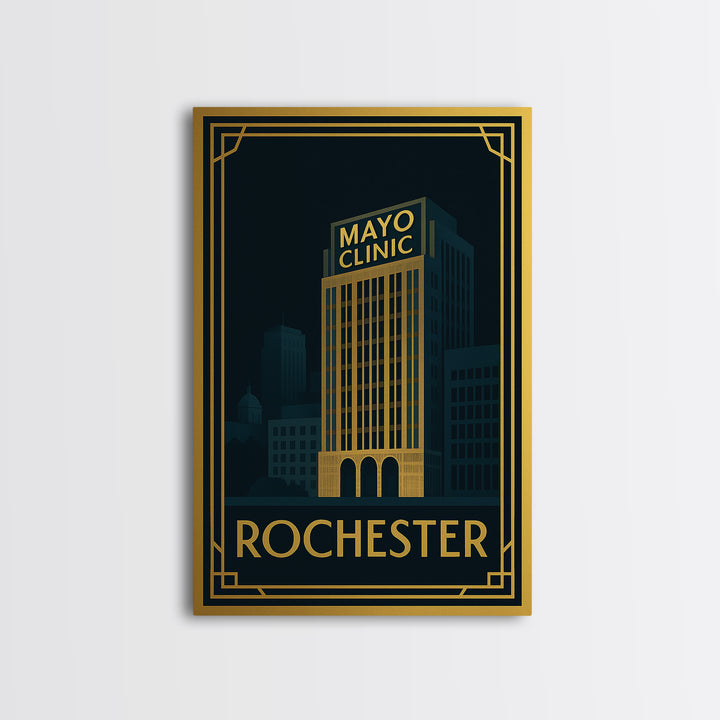 Rochester Travel Poster, Canvas Print, Vintage Deco Travel Art, Rochester Poster Print, Vintage Travel Print, Travel Wall Art, Wall Art