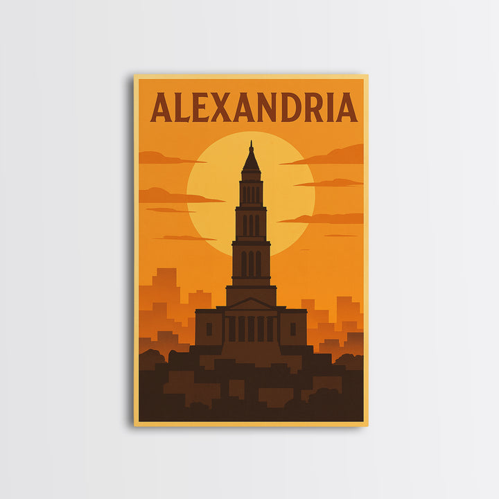 Alexandria Virginia Travel Poster, Canvas Print, Gold Art Deco Poster Art, Alexandria Travel Art, Travel Poster Art, Office Decor, Wall Art