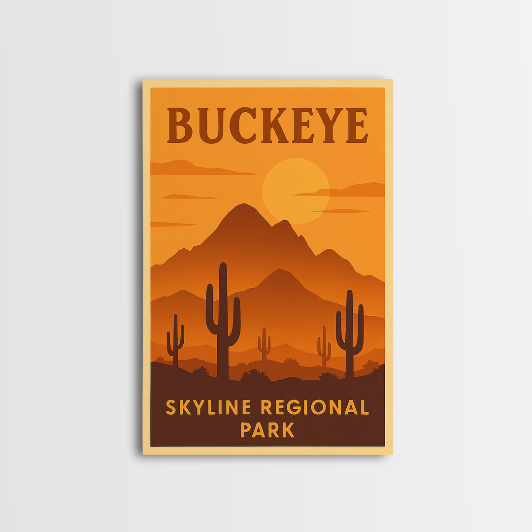 Buckeye Arizona Travel Poster, Framed Canvas Print, Gold Art Deco Poster Art, Buckeye Poster Print, Travel Poster Set, Wanderlust Decor