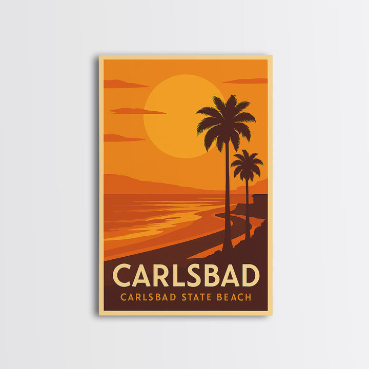 Carlsbad Travel Poster, Canvas Print, Golden Travel Poster Art, Carlsbad Art Print, Travel Art Print, City Travel Prints, Vintage Travel Art