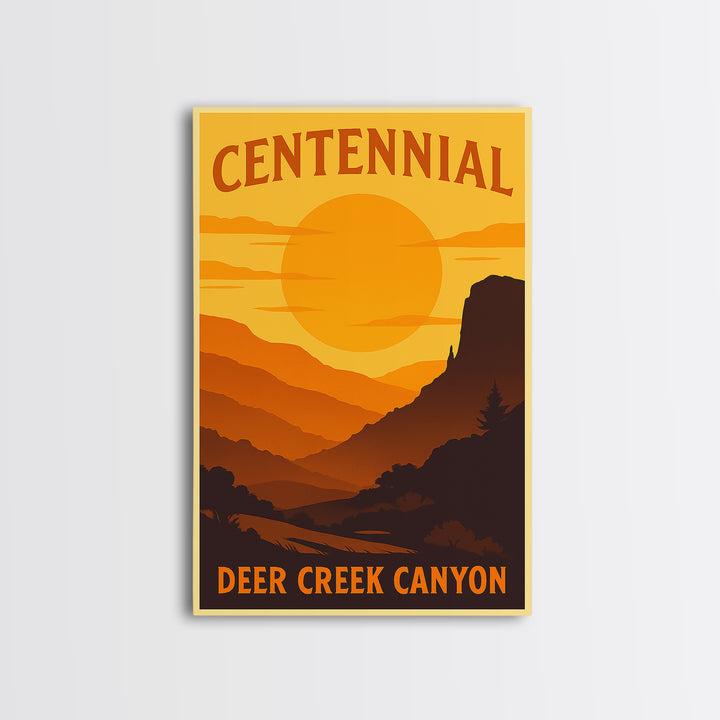 Centennial Colorado Travel Poster, Canvas Print, Golden Travel Poster Art, Centennial City Art, Mid Century Wall Art, Modern Wall Decor