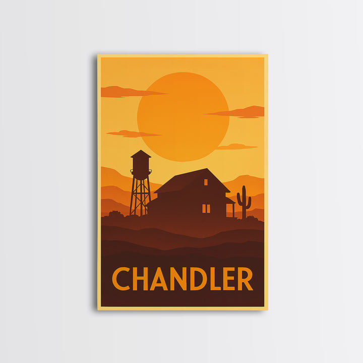 Chandler Travel Poster, Framed Canvas Print, Gold Art Deco Poster Art, Chandler Travel Art, Travel Art Print, Vintage Travel Art