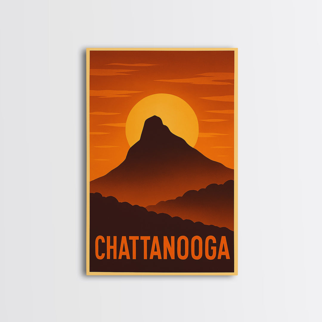 Chattanooga Travel Poster, Framed Canvas Print, Gold Art Deco Poster Art, Chattanooga Wall Art, Travel Art Print, Wanderlust Decor