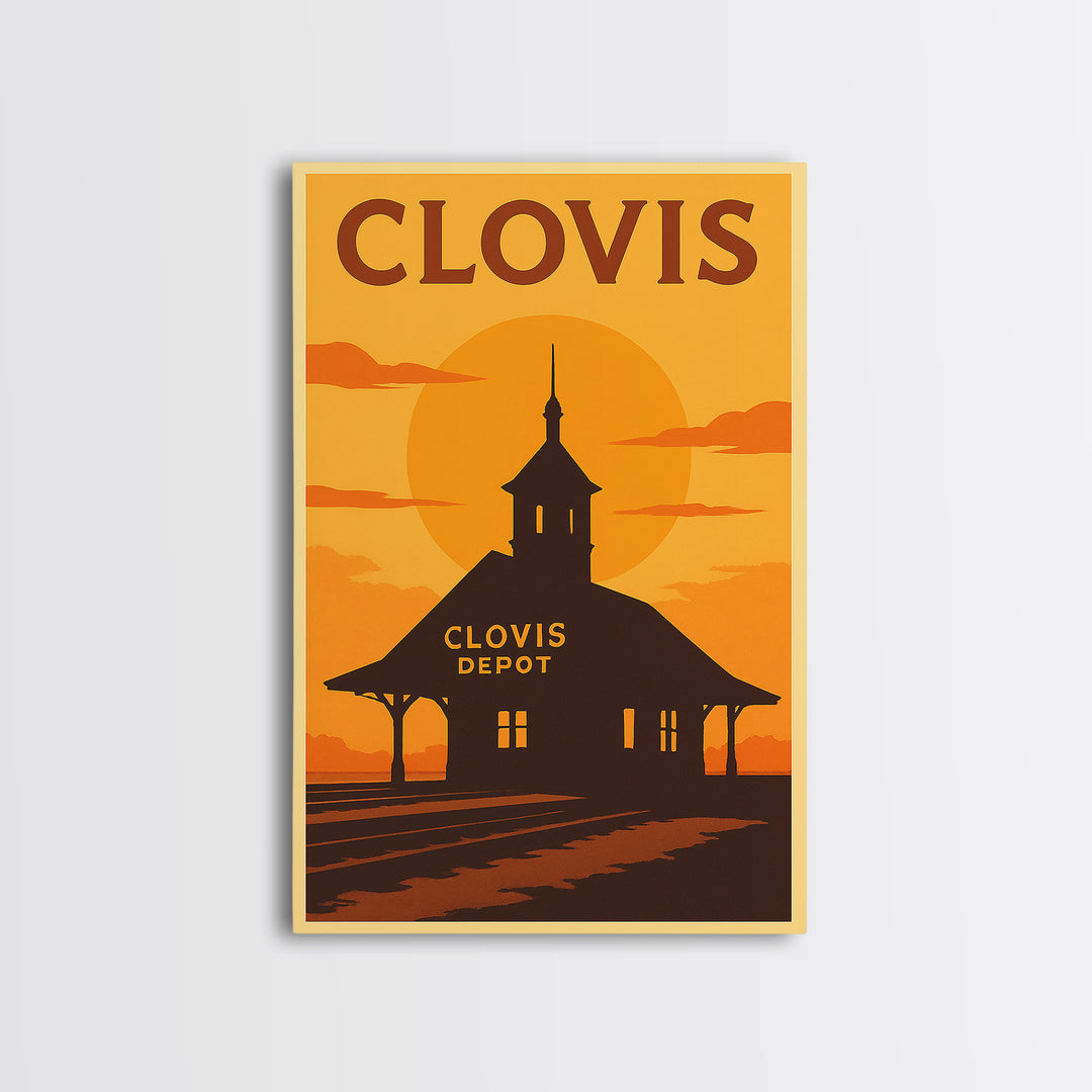 Clovis California Travel Poster, Canvas Print, Golden Travel Poster Art, Clovis Wall Art, Wall Decor, City Art Print, Wanderlust Decor