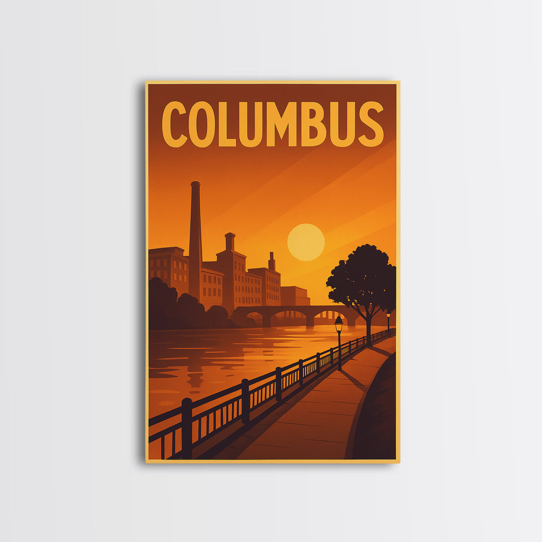 Columbus Ohio Travel Poster, Canvas Print, Vintage Deco Wall Art, Columbus Art Print, Travel Art Print, Gift For Travelers, Travel Print
