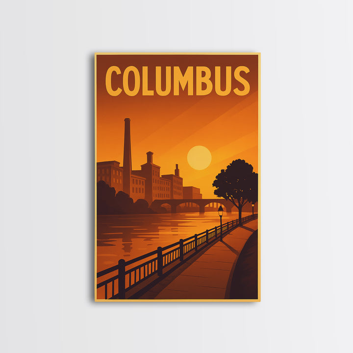 Columbus Ohio Travel Poster, Canvas Print, Vintage Deco Wall Art, Columbus Art Print, Travel Art Print, Gift For Travelers, Travel Print