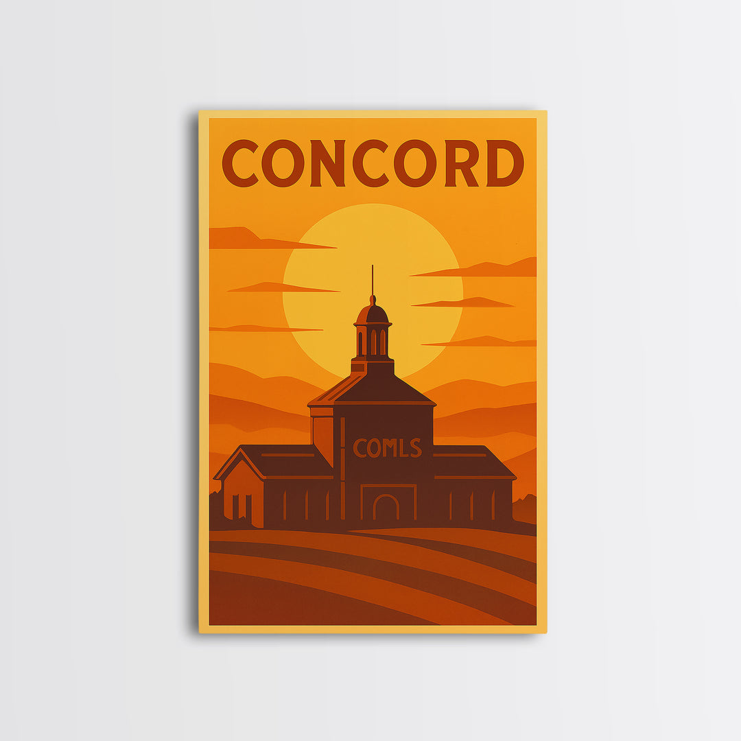 Concord California Travel Poster, Canvas Print, Warm Sunset Silhouette Art, Concord Poster Print, Travel Poster Art, City Illustration