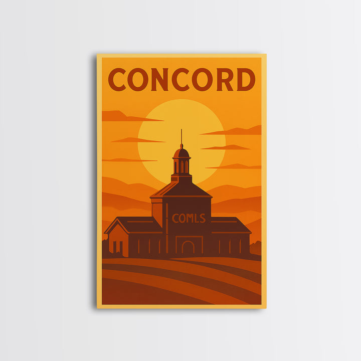 Concord California Travel Poster, Canvas Print, Warm Sunset Silhouette Art, Concord Poster Print, Travel Poster Art, City Illustration