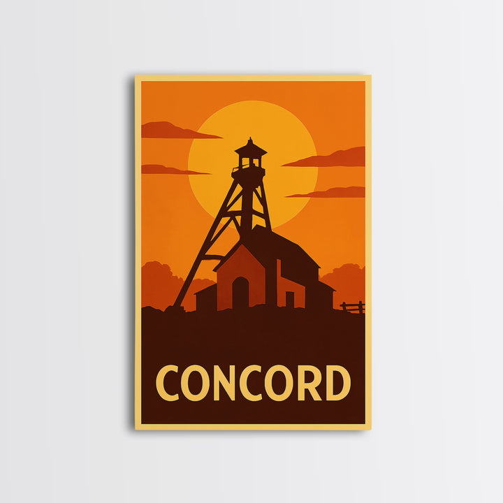 Concord Travel Poster, Canvas Print, Golden Travel Poster Art, Concord Art Print, Travel Wall Art, Travel Poster Art, Travel Art Print