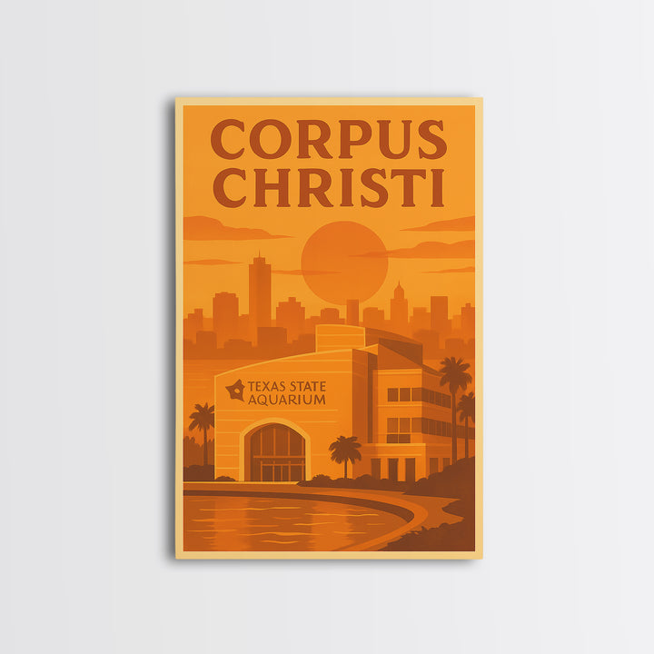 Corpus Christi Texas Travel Poster, Canvas Print, Gold Art Deco Poster Art, Corpus Christi Poster Print, Travel Poster Art, Travel Gift
