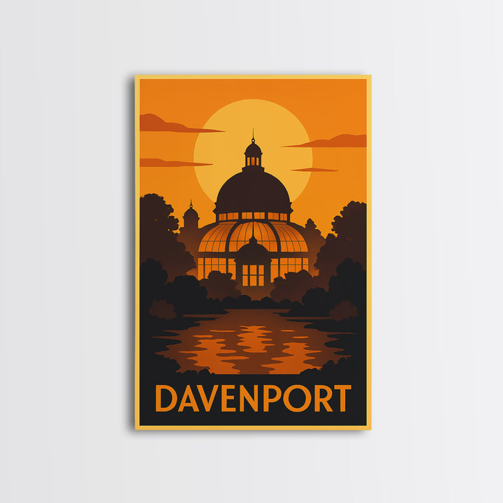 Davenport Iowa Travel Poster, Canvas Print, Golden Travel Poster Art, Davenport Poster Print, Travel Poster Art, Modern Wall Decor, Wall Art