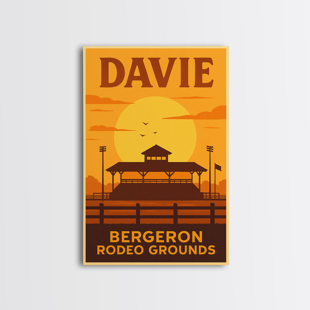 Davie Florida Travel Poster, Canvas Print, Vintage Deco Wall Art, Davie Travel Art, Mid Century Wall Art, Vintage City Poster, Poster Art