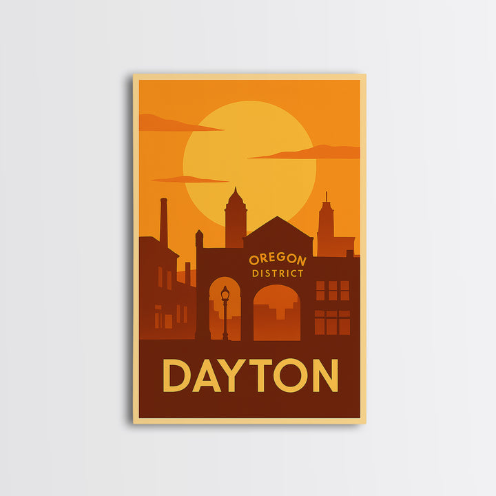 Dayton Travel Poster, Canvas Print, Vintage Deco Wall Art, Dayton City Art, Mid Century Wall Art, Travel Art Print, Gift For Travelers