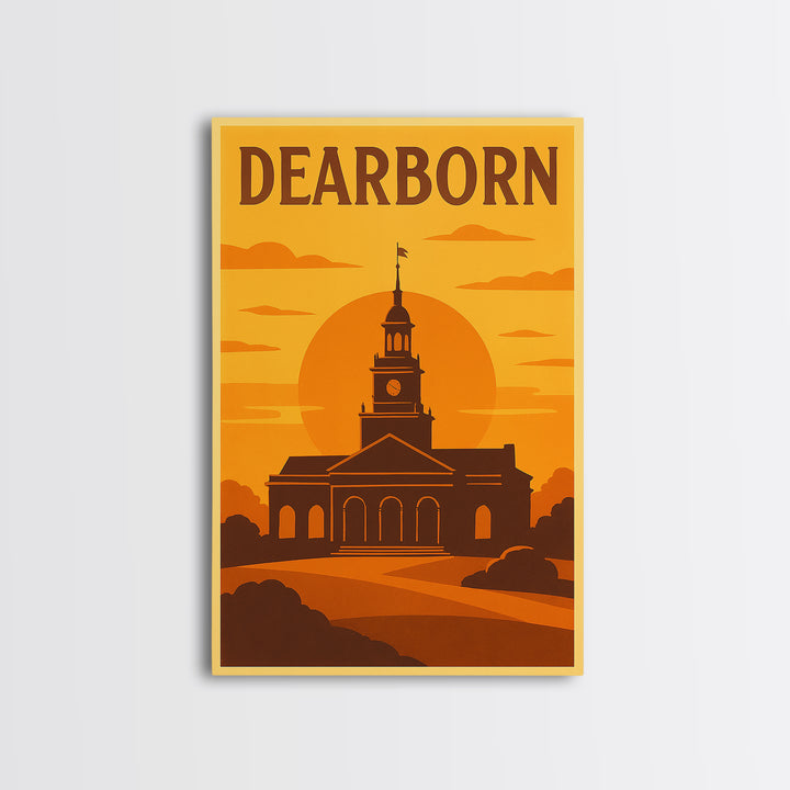 Dearborn Michigan Travel Poster, Canvas Print, Gold Art Deco Poster Art, Dearborn Wall Art, Travel Poster Art, Wall Decor, Office Decor