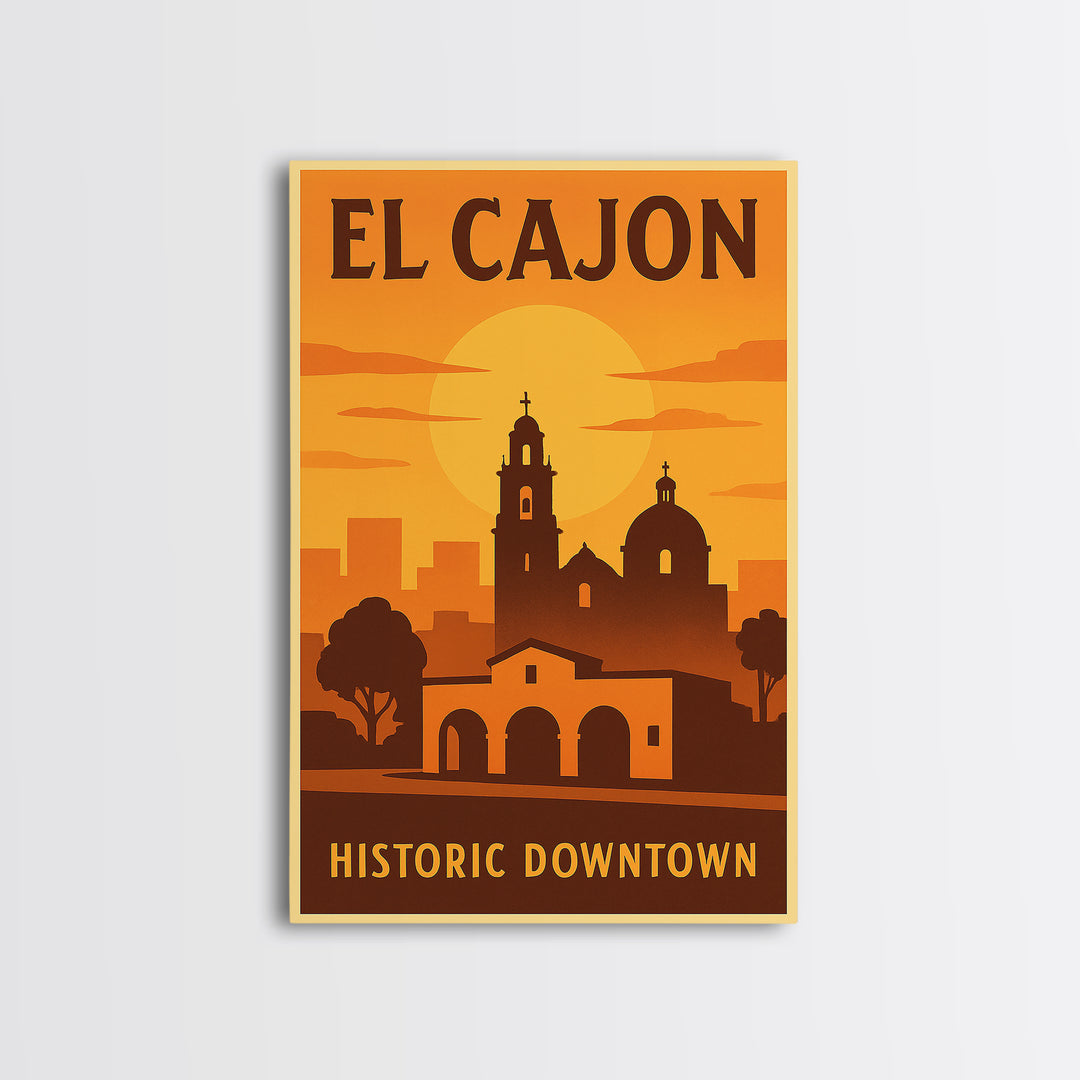 El Cajon California Travel Poster, Canvas Print, Vintage Deco Wall Art, El Cajon Art Print, City Poster, Travel Wall Art, Retro Travel Print