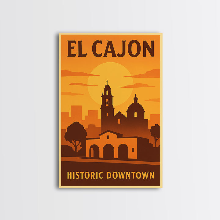 El Cajon California Travel Poster, Canvas Print, Vintage Deco Wall Art, El Cajon Art Print, City Poster, Travel Wall Art, Retro Travel Print