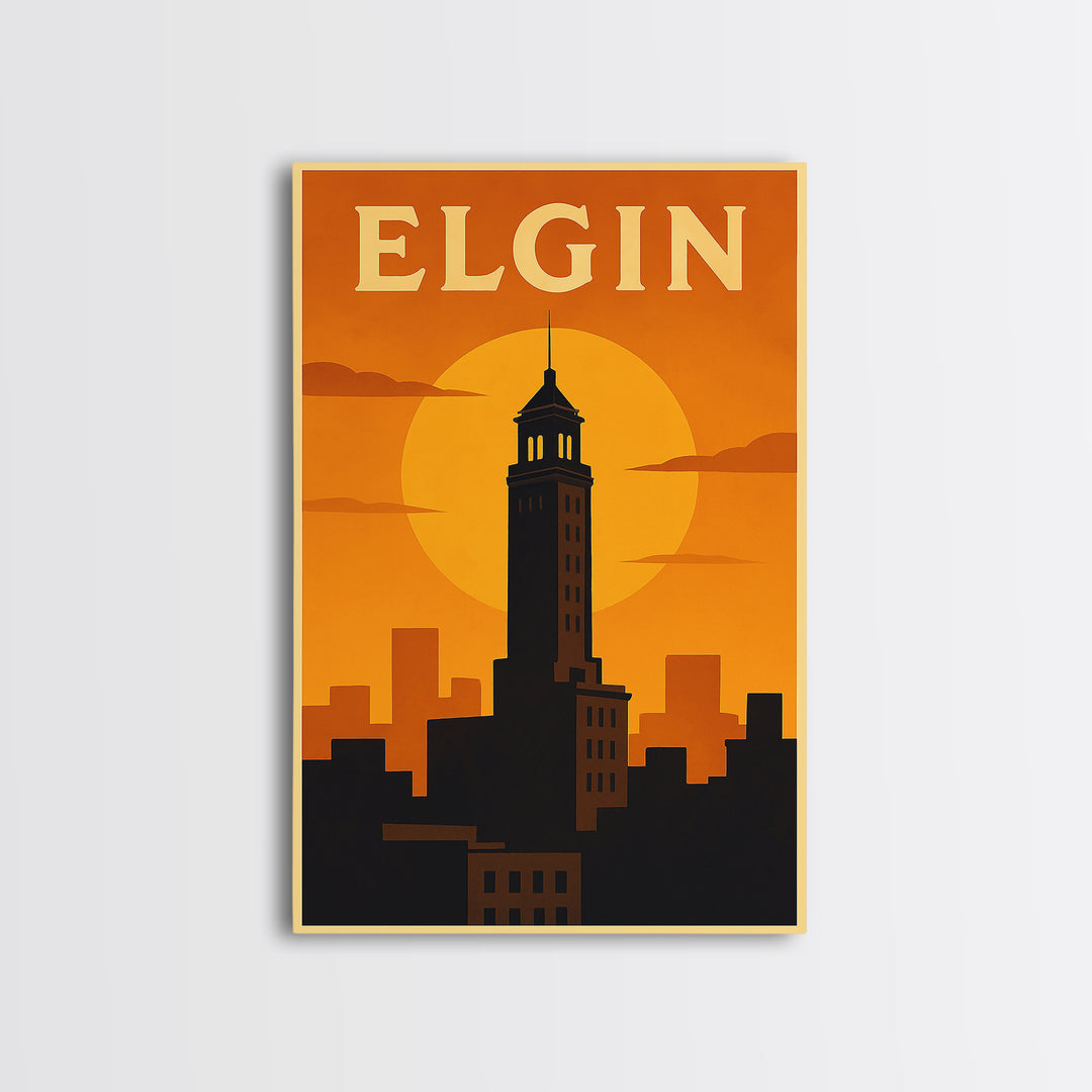 Elgin Travel Poster, Canvas Print, Golden Travel Poster Art, Elgin Poster Print, Retro Travel Print, Travel Poster Art, Travel Wall Decor