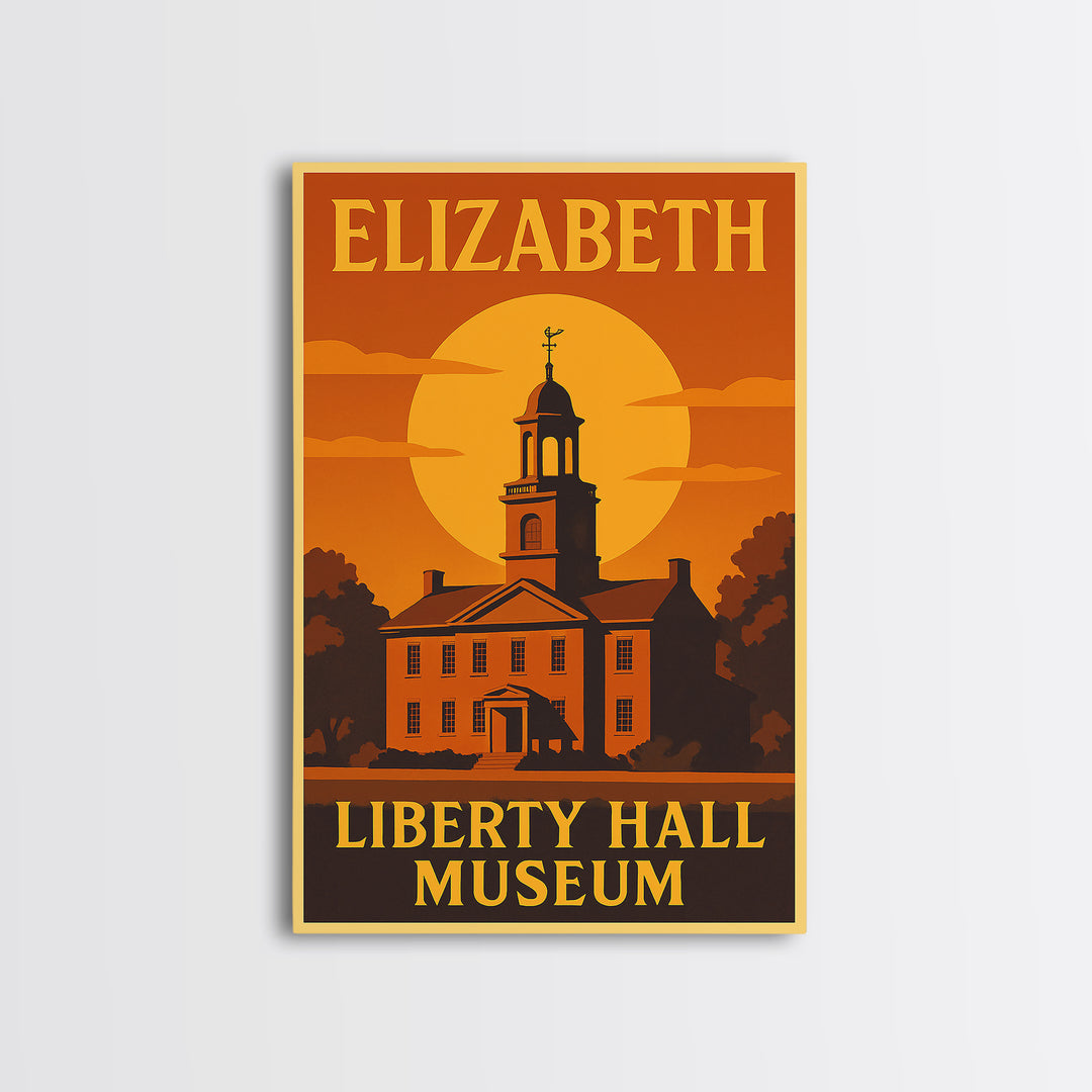 Elizabeth New Jersey Travel Poster, Canvas Print, Gold Art Deco Poster Art, Elizabeth Travel Art, Art Print, Travel Wall Art