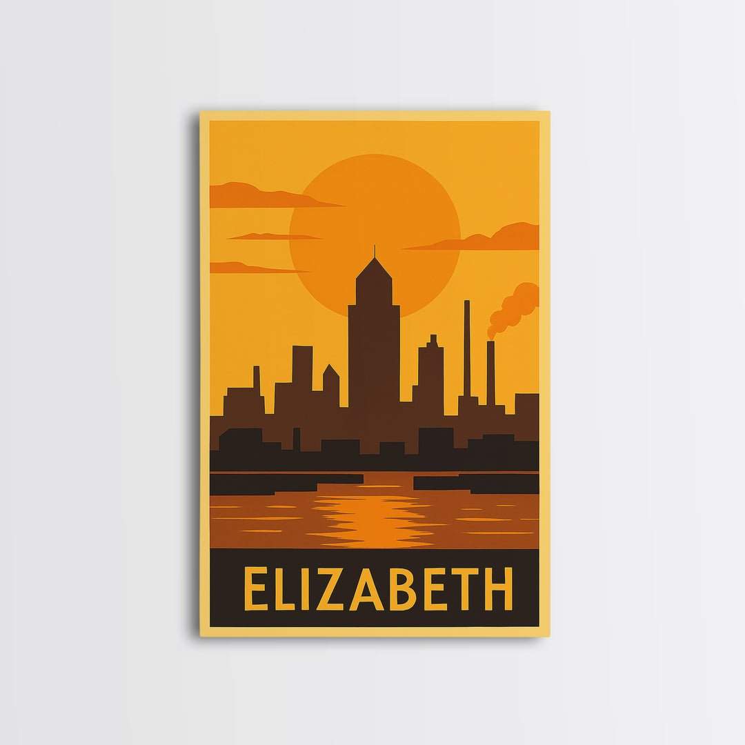 Elizabeth Travel Poster, Canvas Print, Vintage Deco Wall Art, Elizabeth Art Print, Travel Poster Set, City Art Print, Travel Poster Art