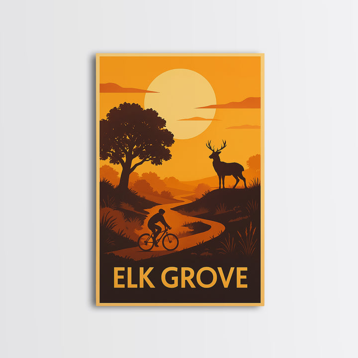 Elk Grove Travel Poster, Framed Canvas Print, Golden Travel Poster Art, Elk Grove Wall Art, Travel Poster Art, Travel Wall Art