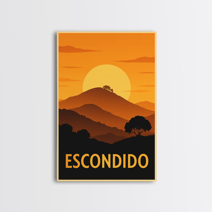 Escondido Travel Poster, Framed Canvas Print, Golden Travel Poster Art, Escondido City Art, Fine Art Print, Travel Art Print, Art Print